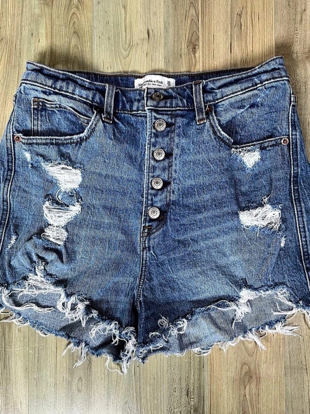Abercrombie & Fitch Ultra High Rise Mom Jean Shorts Distressed Denim